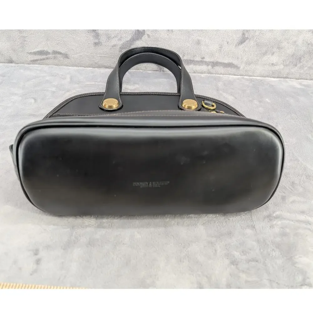 Vtg Dooney & Bourke Cabriolet Cloth Leather Black top handle made in USA satchel - Picture 12 of 13